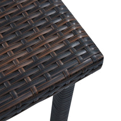 Garden Table Brown Poly Rattan, Powder-Coated Steel Small Durable
