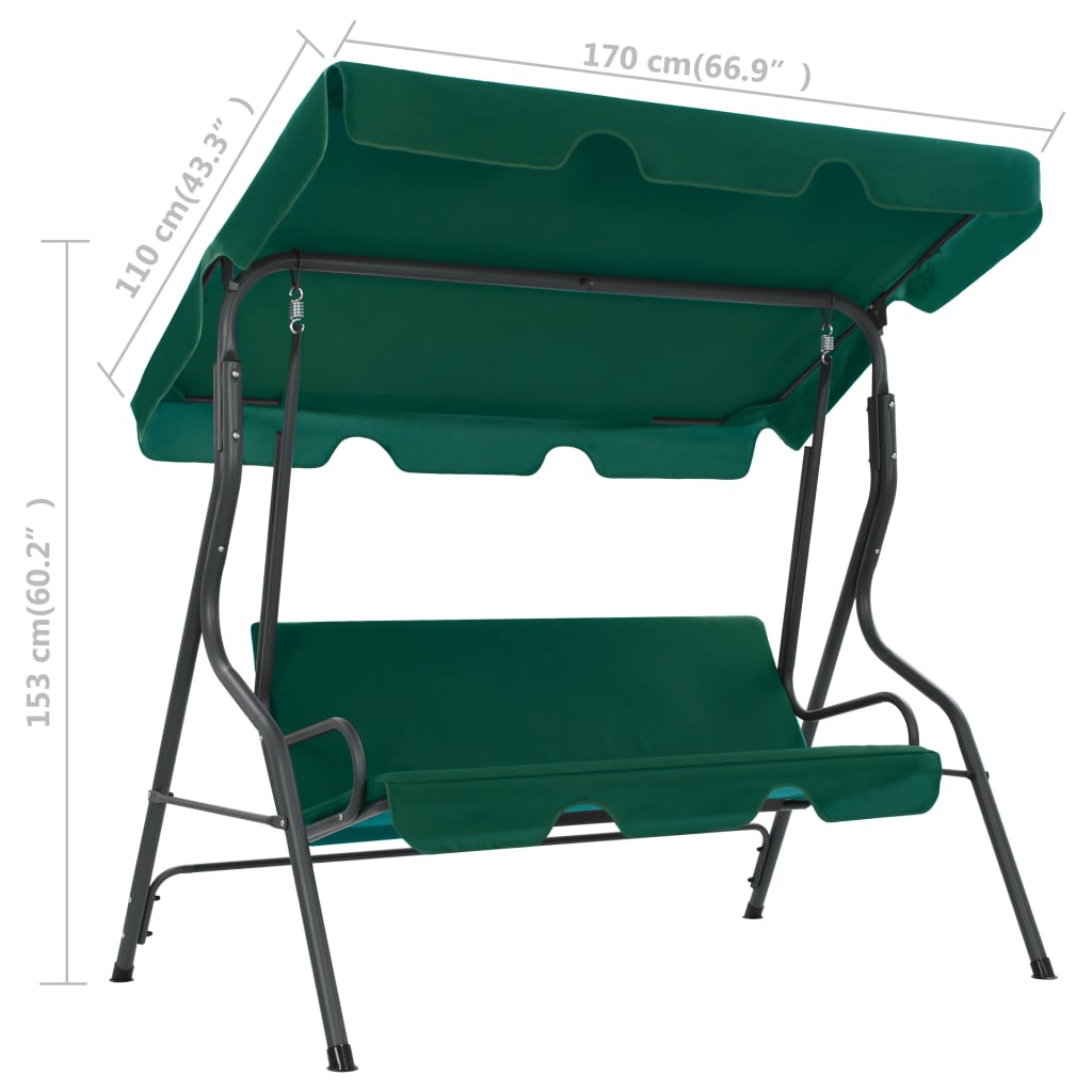 Garden Swing Bench Green 66.9x43.3x60.2 Fabric