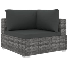 Garden Lounge Set Grey Poly Rattan Medium Modular