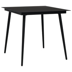 Dining Set Black Cotton Rope, Powder-Coated Steel, Tempered Glass