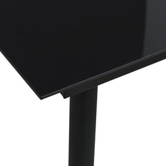 Dining Set Black Cotton Rope, Powder-Coated Steel, Tempered Glass