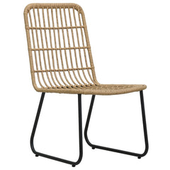 Garden Chair Set of 2 Oak and Black PE Rattan Standard Tough