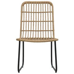 Garden Chair Set of 2 Oak and Black PE Rattan Standard Tough