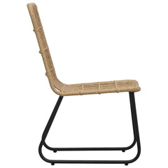 Garden Chair Set of 2 Oak and Black PE Rattan Standard Tough