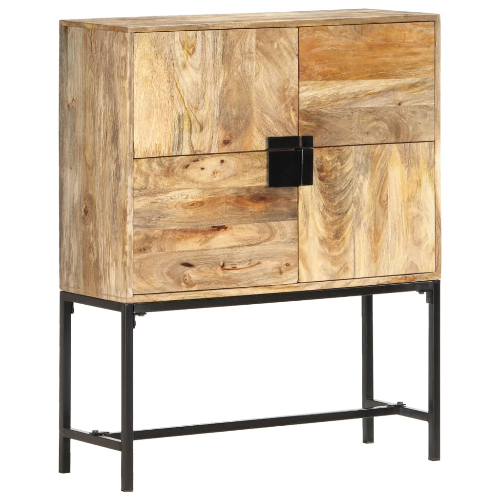 Highboard Brown and black Solid mango wood