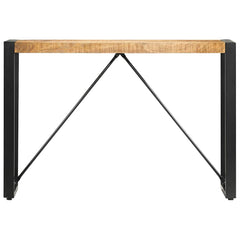 Console Table Brown and Black Solid Mango Wood, Powder-Coated Steel