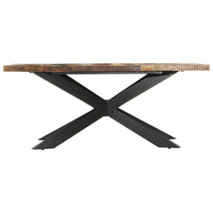 Dining Table Varied wood colors and black legs Reclaimed wood