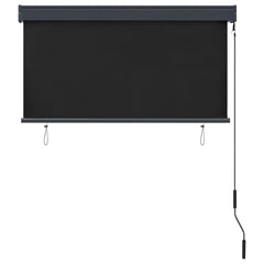 Anthracite roller blind with hand operation, blocks UV rays, fits 47.2 x 98.4 inches.