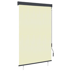 Cream outdoor roller blind, 47.2x98.4 inches, with black frame and crank.