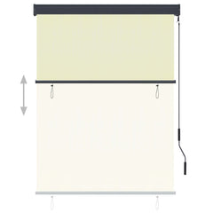 Cream outdoor roller blind, 47.2x98.4 inches, with crank and mounting brackets.