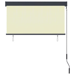 Cream outdoor roller blind, 47.2x98.4 inches, with crank and mounting brackets.