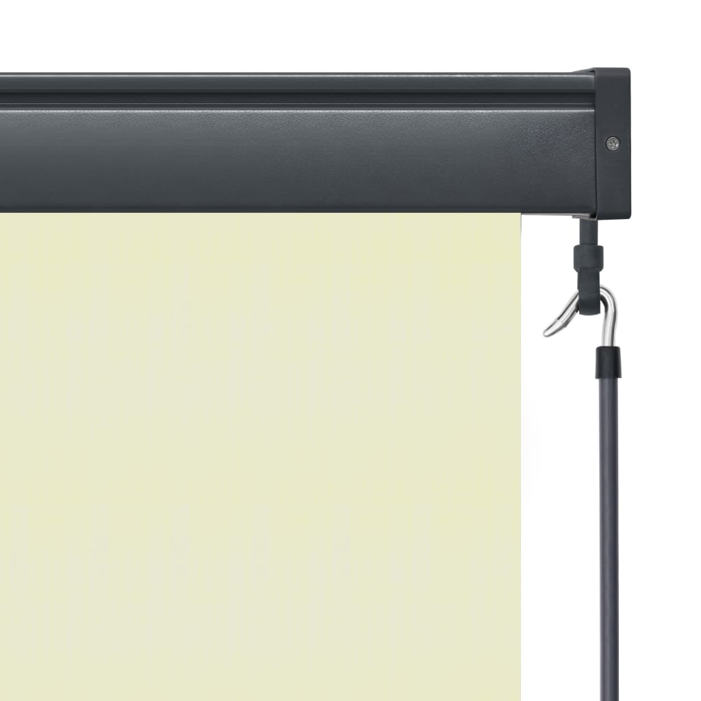 Cream outdoor roller blind with black housing, crank handle, and 47.2x98.4 inch size.
