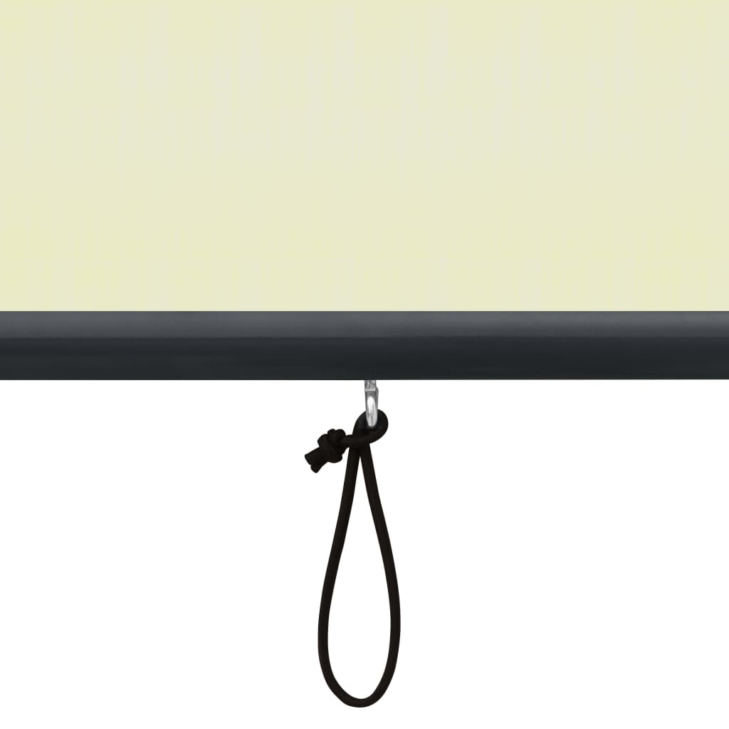Cream outdoor roller blind with black pull cord, 47.2x98.4 inches.