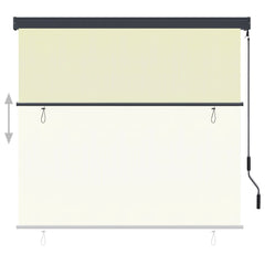 Cream outdoor roller blind, 66.9x98.4 inches, with crank and mounting brackets.