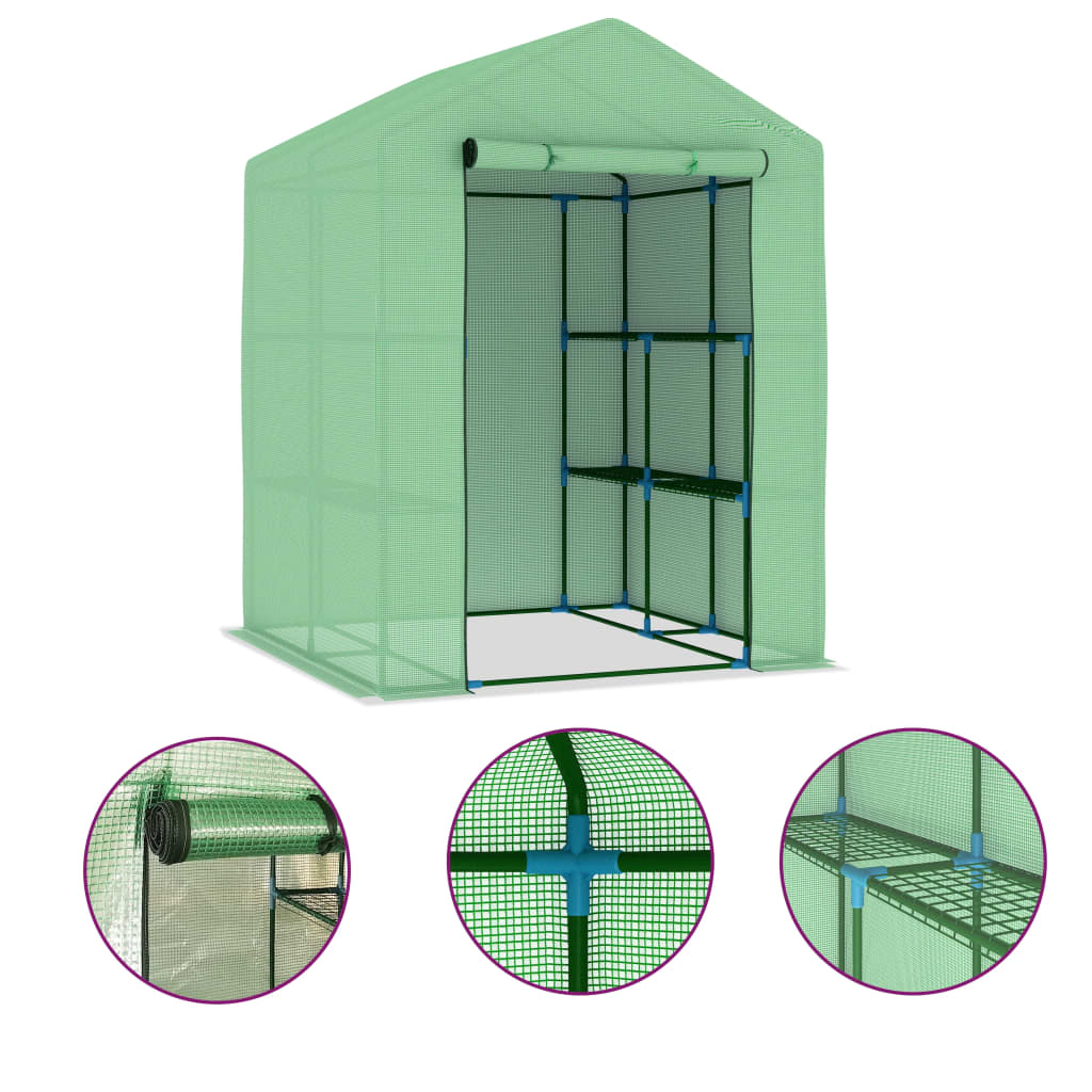 Greenhouse with Shelves Steel 56.3x56.3x76.8