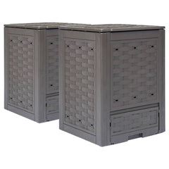 Garden Composters 2 pcs Brown 23.6x23.6x32.7 158.5 gal Plastic Rattan