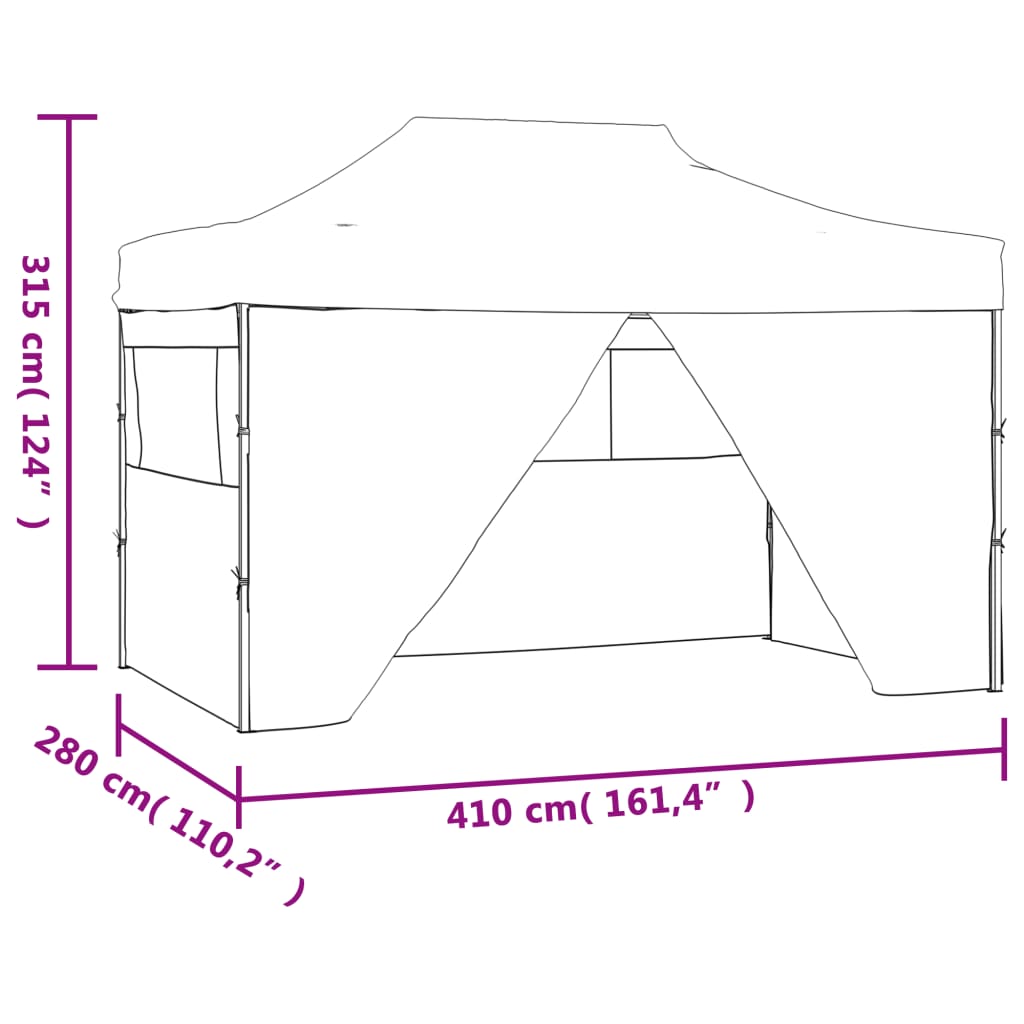 Professional Folding Party Tent with 4 Sidewalls 9.8'x13.1' Steel Blue