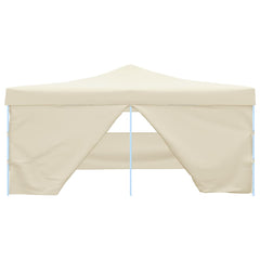 Cream-colored 16.4x16.4 ft folding gazebo with four sidewalls and steel frame.
