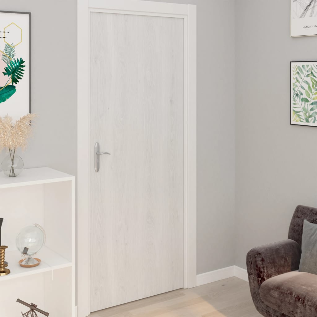 Self-adhesive white wood PVC door film, 82.7x35.4in, 2 pieces, applied to a door.