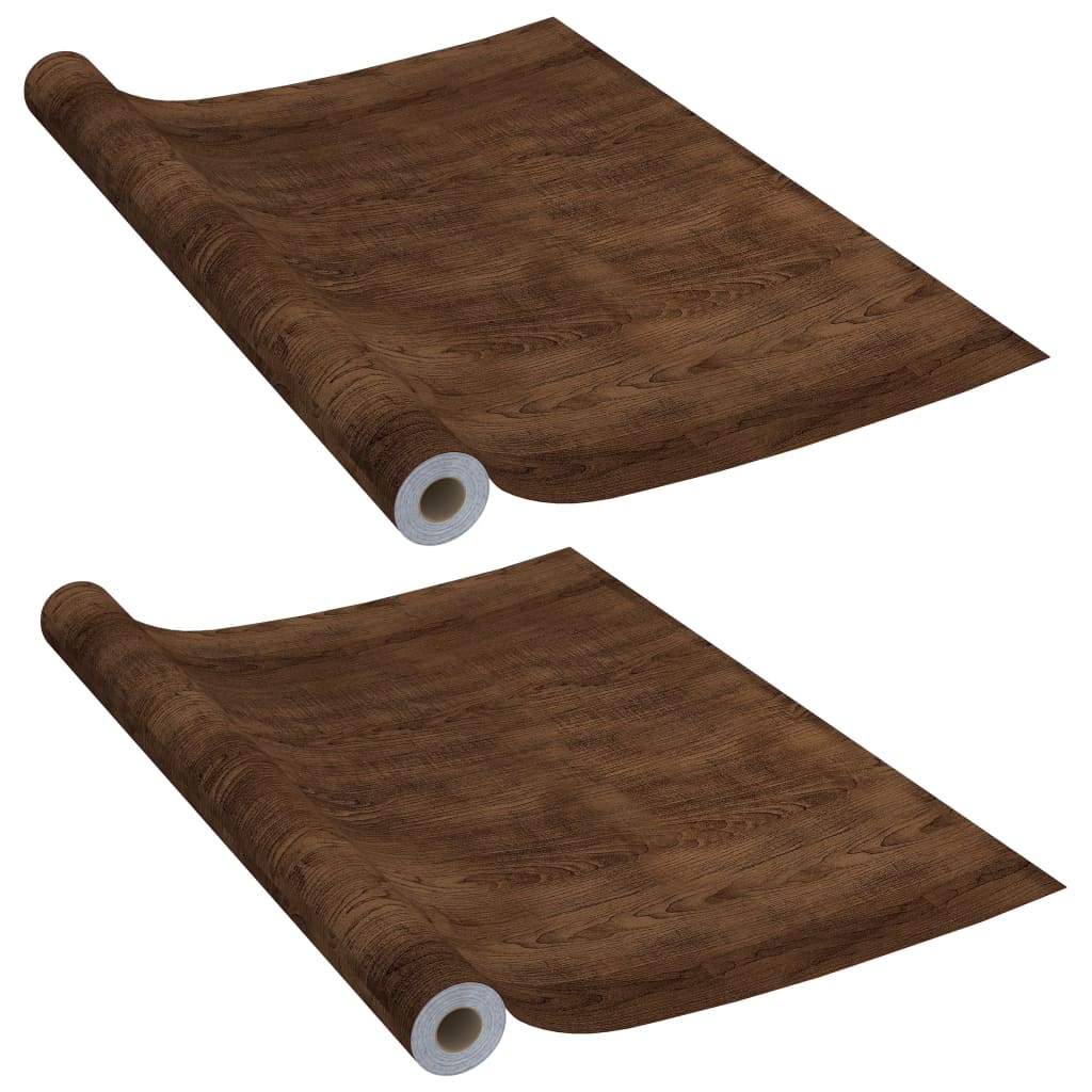 Two rolls of self-adhesive dark oak PVC door film, each 82.7 by 35.4 inches.