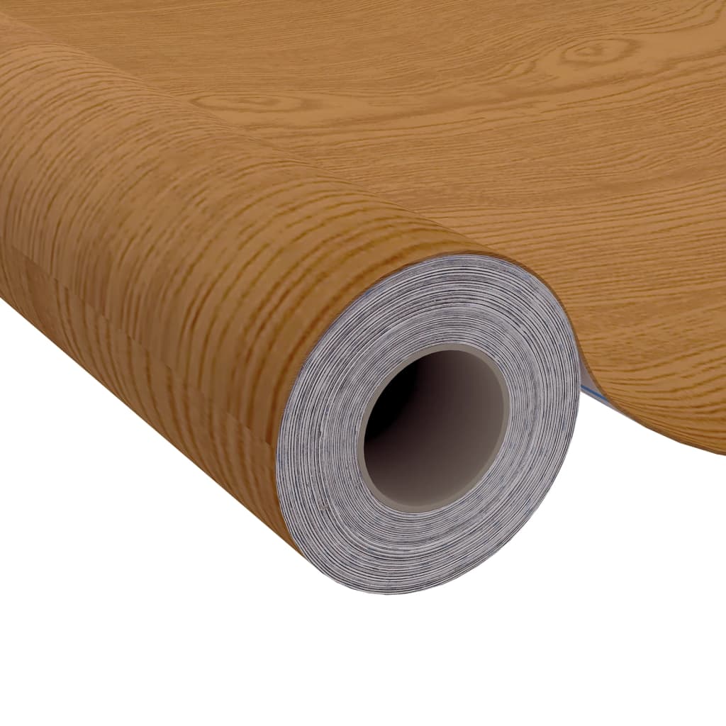 Roll of self-adhesive light oak PVC film showing wood grain texture, part of a 2-pack.
