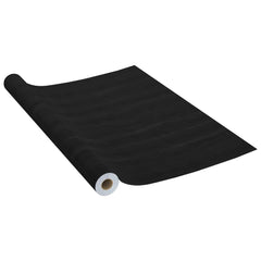 Self-adhesive dark wood furniture film with a rustic wood grain pattern, 196.9x35.4 inches.