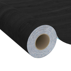 Self-adhesive dark wood furniture film in a 196.9x35.4 inch size with a rustic wood grain design.