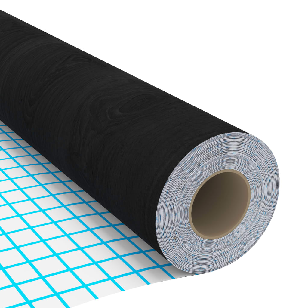Self-adhesive dark wood furniture film in PVC, measuring 196.9x35.4 inches.