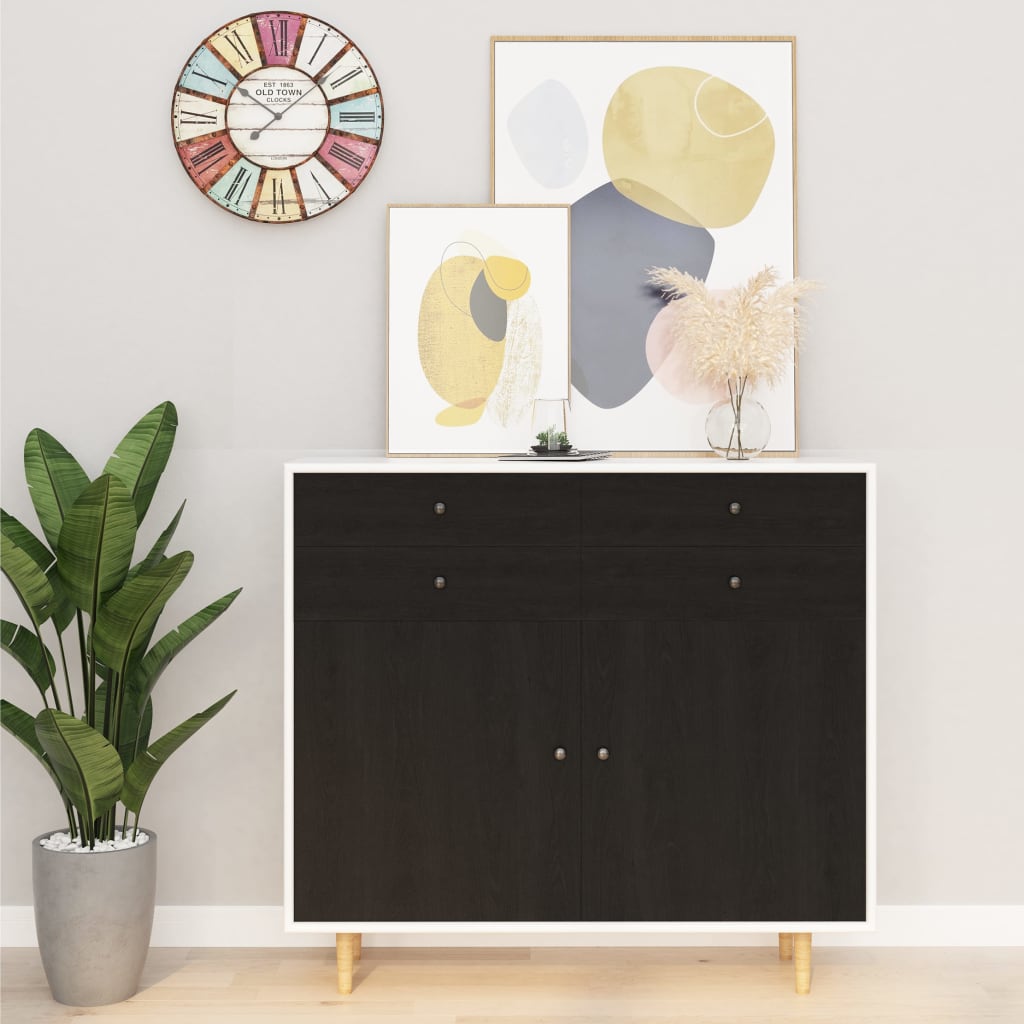 Self-adhesive dark wood furniture film in a 196.9x35.4 inch size for easy application.