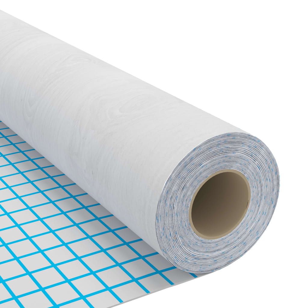 Self-adhesive PVC furniture film in white wood grain, measuring 196.9"x35.4".