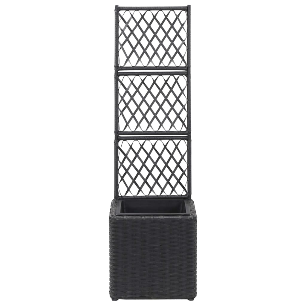 Trellis Raised Bed with 1 Pot 11.8x11.8x42.1 Poly Rattan Black