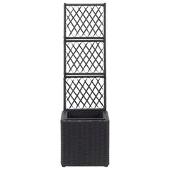 Trellis Raised Bed with 1 Pot 11.8x11.8x42.1 Poly Rattan Black