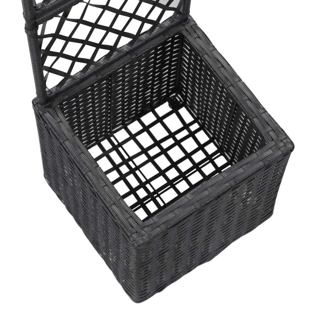 Trellis Raised Bed with 1 Pot 11.8x11.8x42.1 Poly Rattan Black