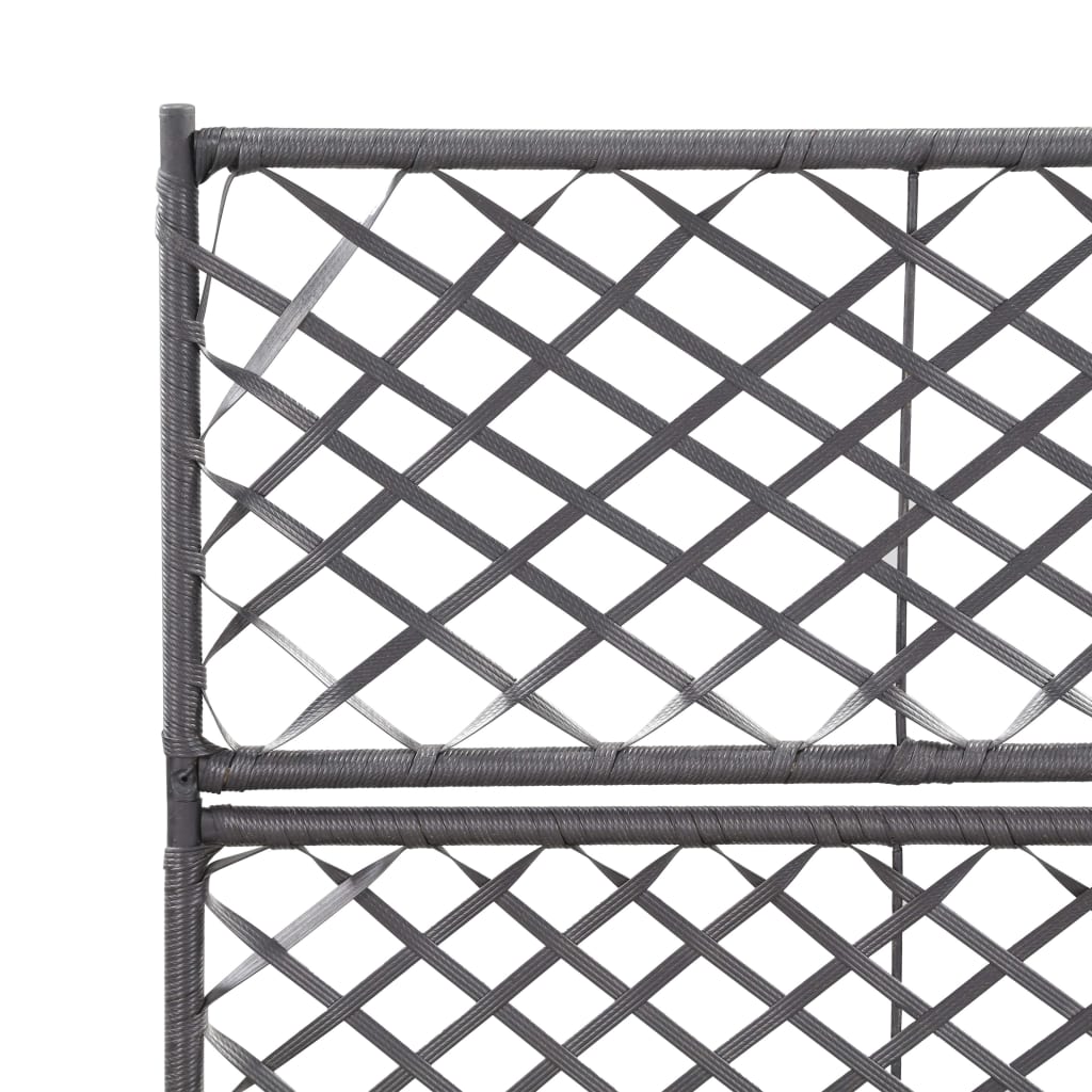 Trellis Raised Bed with 2 Pots 22.8x11.8x42.1 Poly Rattan Black