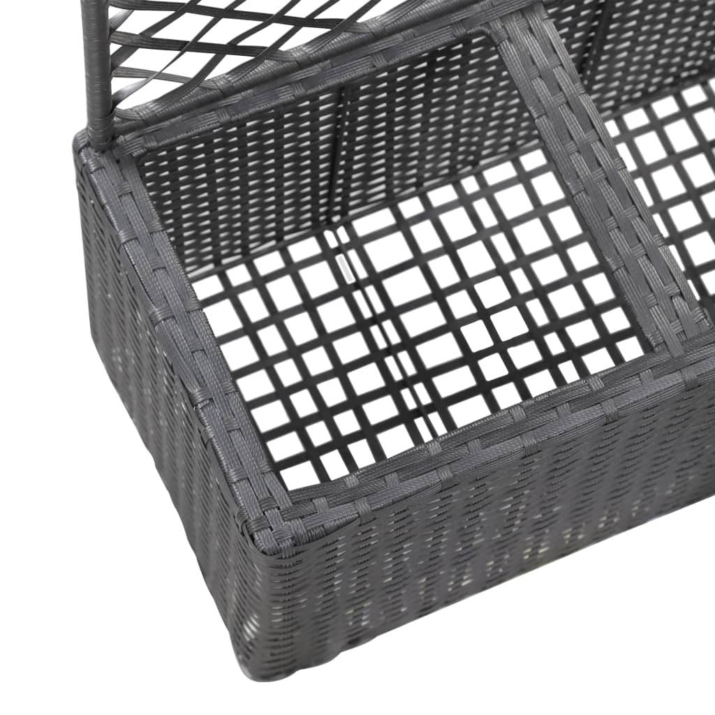 Trellis Raised Bed with 2 Pots 22.8x11.8x42.1 Poly Rattan Black