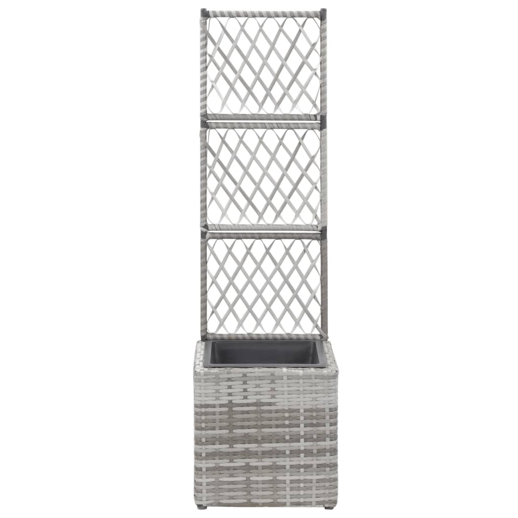 Trellis Raised Bed with 1 Pot 11.8x11.8x42.1 Poly Rattan Gray