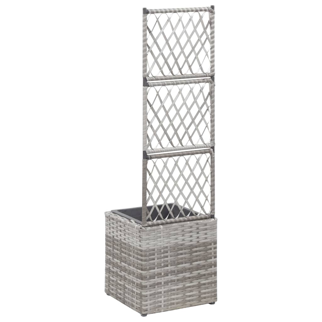 Trellis Raised Bed with 1 Pot 11.8x11.8x42.1 Poly Rattan Gray