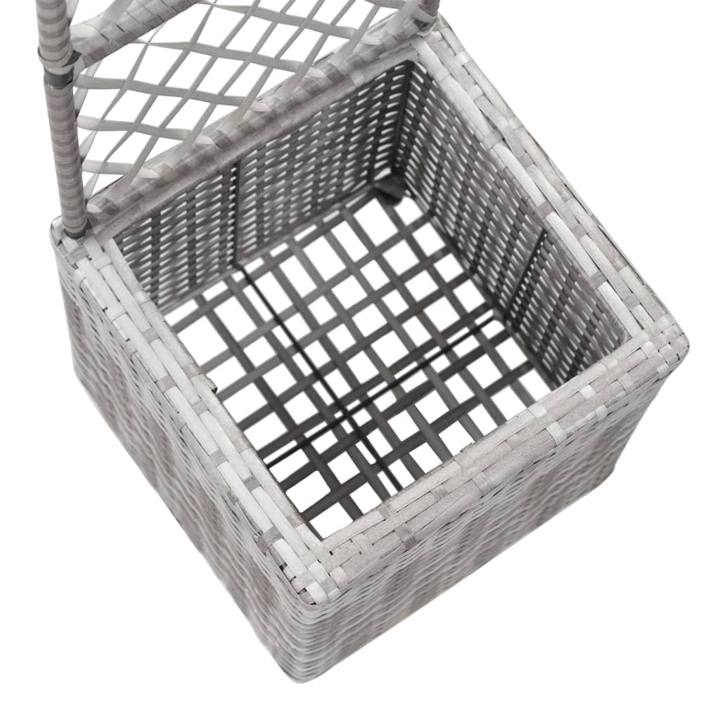 Trellis Raised Bed with 1 Pot 11.8x11.8x42.1 Poly Rattan Gray