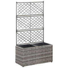 Trellis Raised Bed with 2 Pots 22.8 x 11.8 x 42.1 Poly Rattan Gray