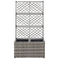 Trellis Raised Bed with 2 Pots 22.8 x 11.8 x 42.1 Poly Rattan Gray