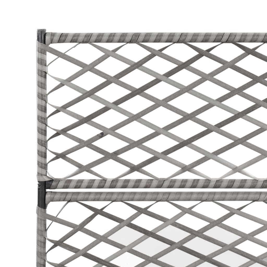 Trellis Raised Bed with 3 Pots 32.7x11.8x51.2 Poly Rattan Gray