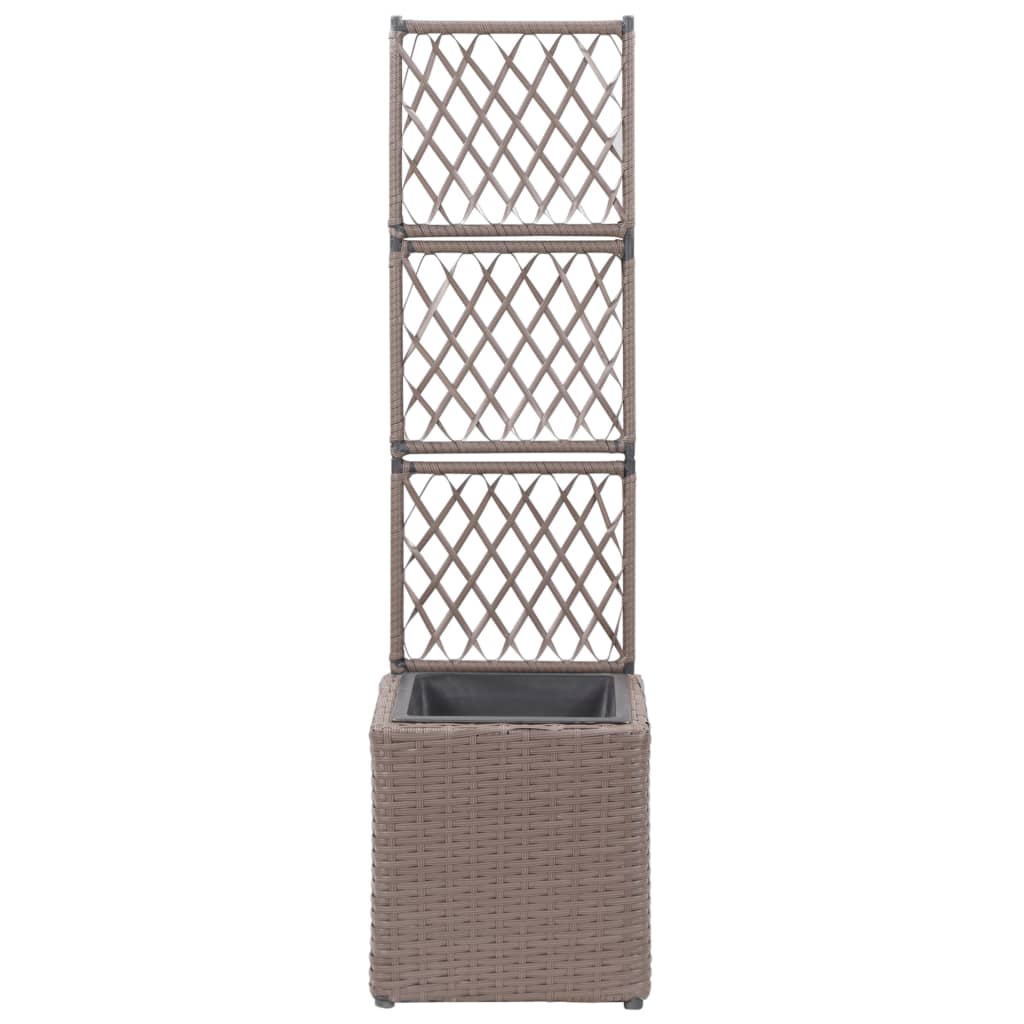 Trellis Raised Bed with 1 Pot 11.8x11.8x42.1 Poly Rattan Brown