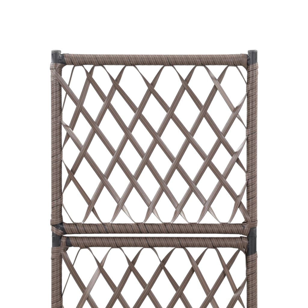 Trellis Raised Bed with 1 Pot 11.8x11.8x42.1 Poly Rattan Brown