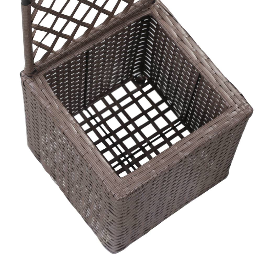 Trellis Raised Bed with 1 Pot 11.8x11.8x42.1 Poly Rattan Brown