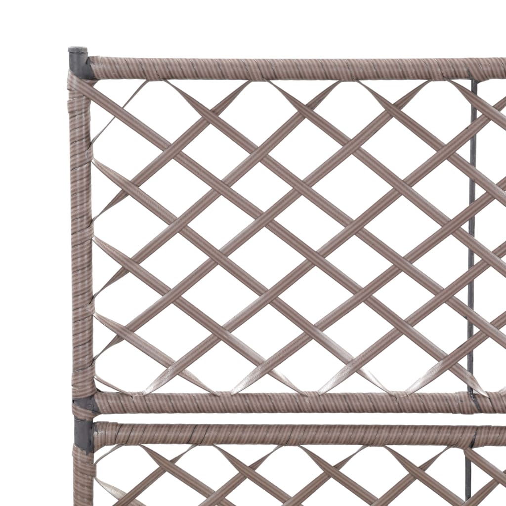 Trellis Raised Bed with 2 Pots 22.8x11.8x42.1 Poly Rattan Brown
