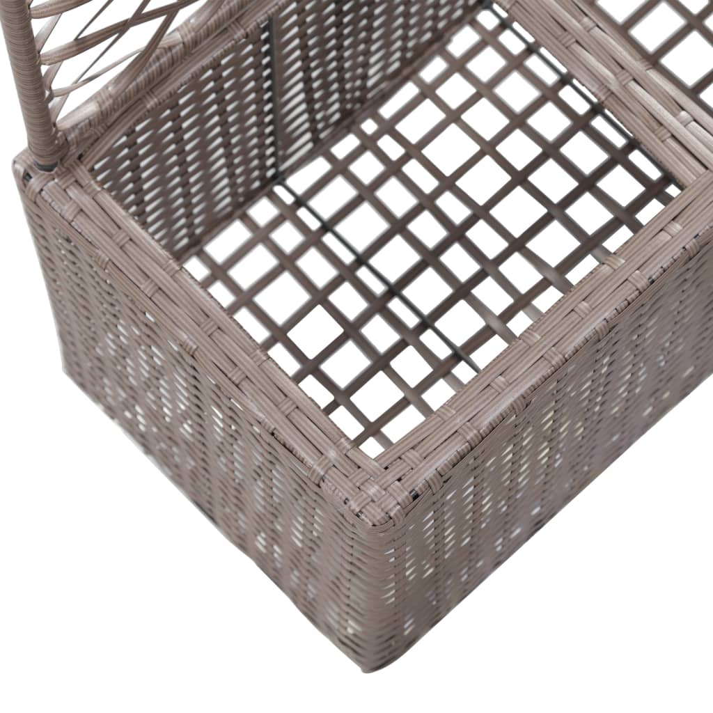 Trellis Raised Bed with 2 Pots 22.8x11.8x42.1 Poly Rattan Brown