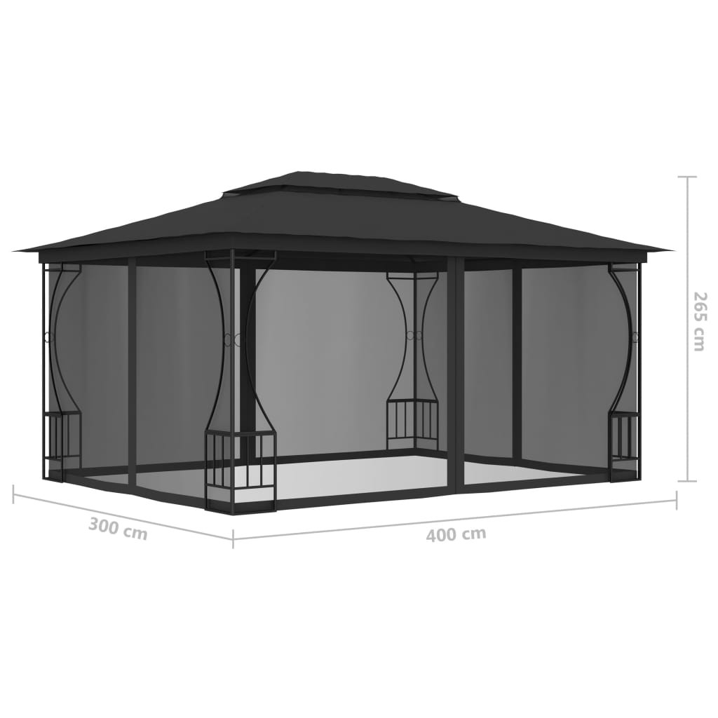 Gazebo with Nets 9.8'x13.1'x8.7' Anthracite