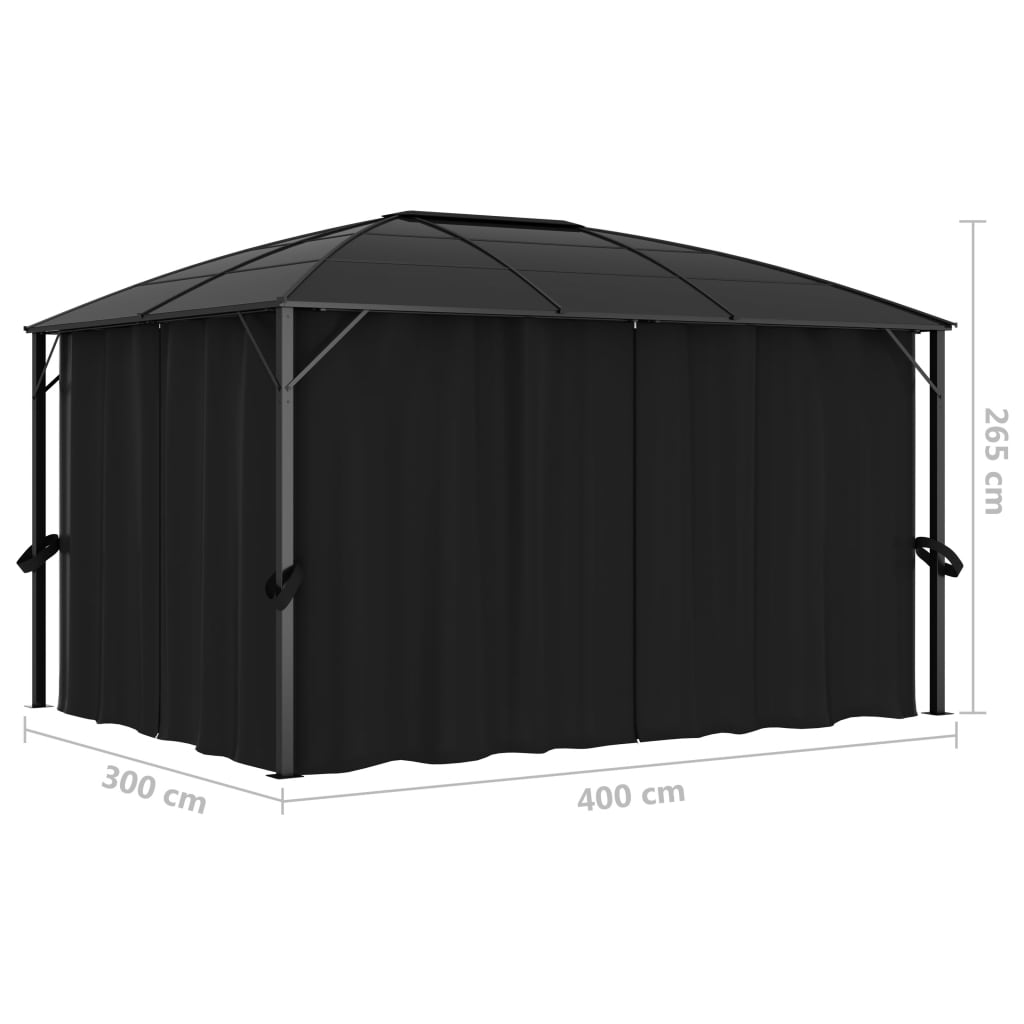 Gazebo with Curtains 157.5x118.1x104.3 Anthracite