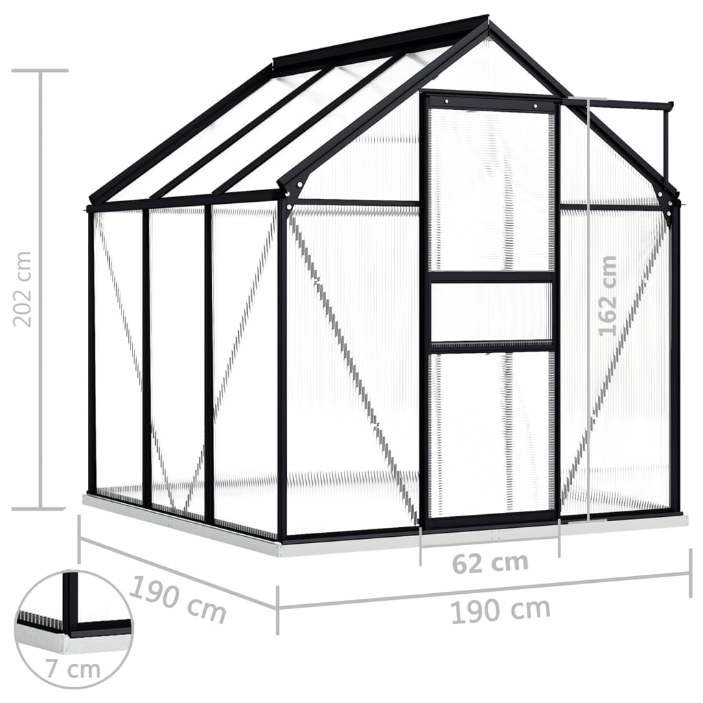 Greenhouse with Base Frame Anthracite Aluminum 38.9 ft??