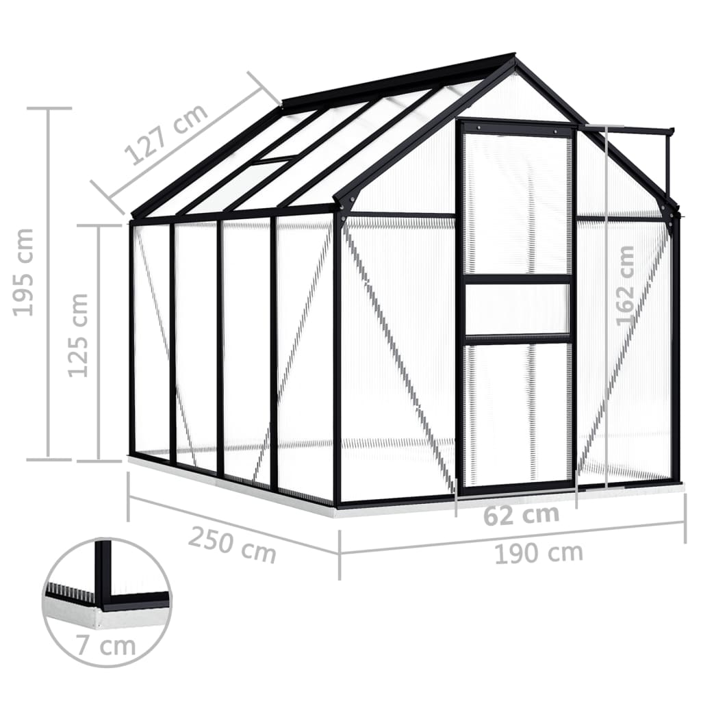 Greenhouse with Base Frame Anthracite Aluminum 51.1 ft??